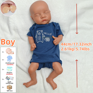 Акционная силиконовая кукла-реборн 44 см, полнотелая, в виде новорожденного мальчика, для детей от <span class=keywords><strong>3</strong></span> лет, подарок - Product Image 6