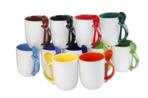 Custom Logo Sublimation Coffee Mug Cup with Spoon 11oz Blank Inner <strong>Handle</strong> Colored Ceramic Mug Sets <strong>Supplier</strong> - Product Image 5