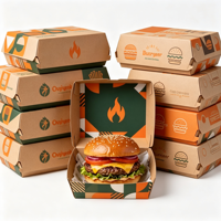 Boîtes à sandwichs et hamburgers en papier blanc biodégradable en gros, design de logo personnalisé, résistantes à la graisse, finition mate UV, robustes, pour la restauration rapide
