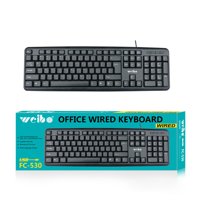 Factory OEM English Spanish Arabic French Wired Keyboard Cheap 104 Keys Office Keyboard