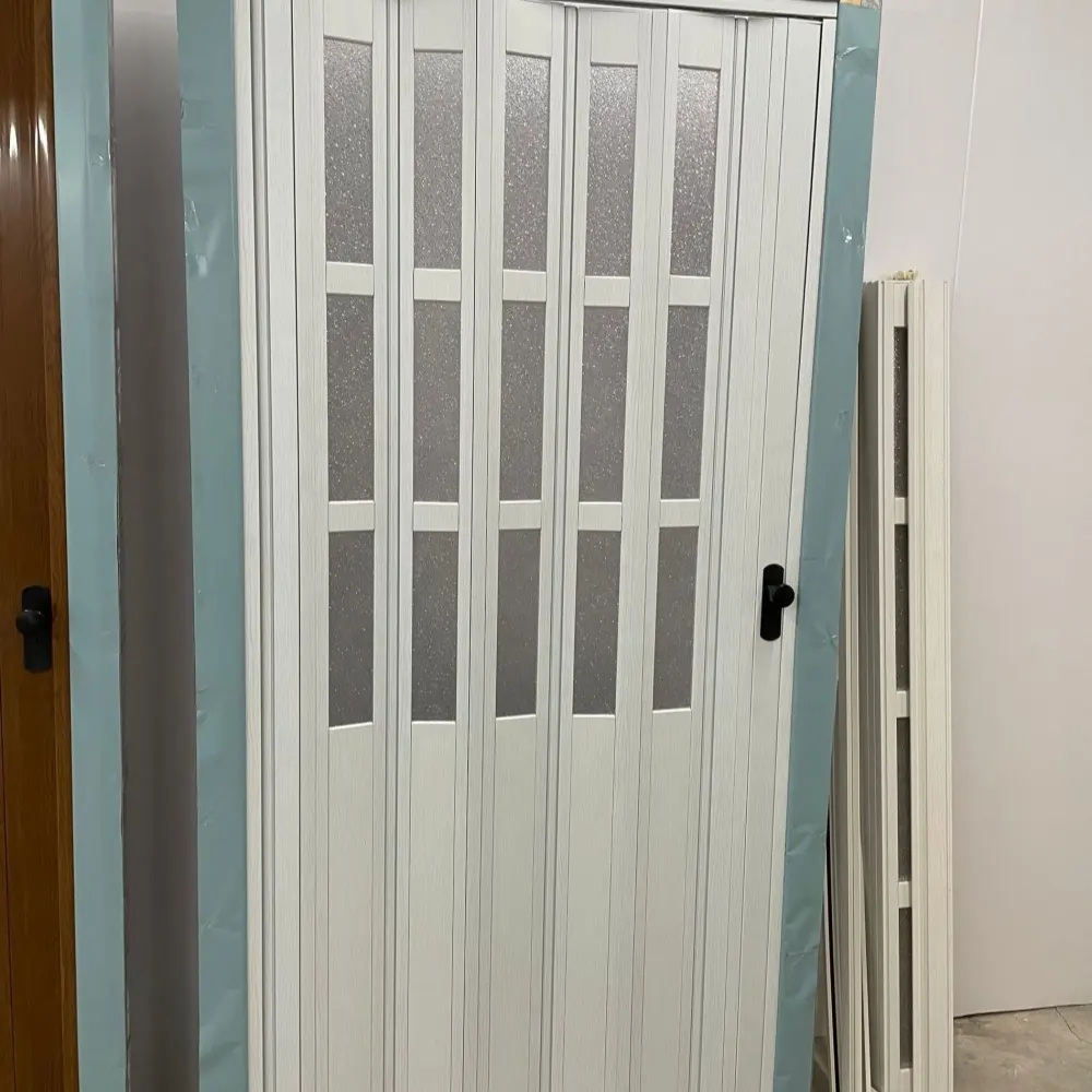 Porta dobrável para casa dobrável rústica, melhor parede separada de interior de sala, porta dobrável em PVC