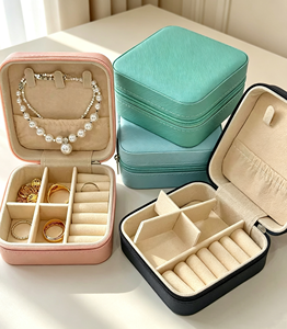 Muestra Gratuita de <span class=keywords><strong>Caja</strong></span> de Joyería de Viaje Mini, Elegante y Lujosa, Personalizada, de Cuero PU y Terciopelo, con Cierre de Cremallera Cuadrado, <span class=keywords><strong>Caja</strong></span> de Regalo - Product Image 1