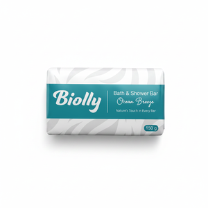 Jabón de Baño Biolly Ocean Breeze de 150 Gramos - Textura Suave con Sal Marina para Retener la Humedad - Product Image 2