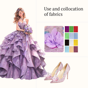 New Arrival long lanh vải tuyn vải thời trang thêu vải tuyn vải với màu tím hạt cho quinceanera & Wedding Dresses - Product Image 3