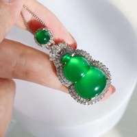 Nouveau Pendentif en Caleçon de Cuivre Incrusté de Chalcédoine, Chaîne de Pull Tendance pour Femme, Chaîne à Maillons, Cadeau d'Anniversaire 2x3cm, Vente en Gros