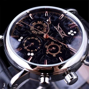 Montre mécanique automatique de sport pour homme, multifonction, cadran à 3 aiguilles, affichage de la semaine, bracelet en cuir véritable, montre-bracelet de luxe pour affaires - Product Image 3