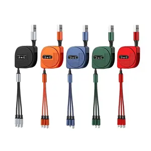 6A 3in 1 개폐식 충전 케이블 Usb 빠른 충전기 마이크로 Usb 유형 C 날짜 케이블