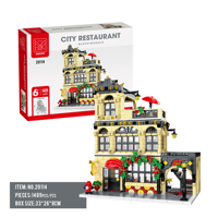 Ensemble de construction LED Restaurant Western Mork City avec éclairage, 1489 pièces, jouet éducatif en plastique ABS pour enfants