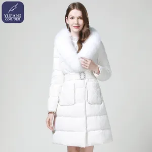 Yufan पेशेवर कस्टम लंबी फर कॉलर नीचे जैकेट सर्दियों महिलाओं गर्म नीचे जैकेट कोट स्वभाव हंस नीचे कोट