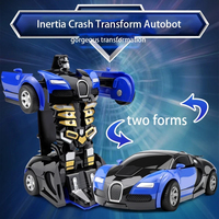 HW Coche Deportivo de Plástico ABS con Fricción, Bugatti Genial, Transformable en Robot, Juguete de Policía de Carreras con Inercia, 8 piezas/caja