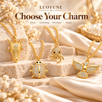 LUOYUNE Collier avec pendentif animal en cristal doré, breloque chèvre, coccinelle, pieuvre, ange, bijoux pour femme, cadeau mignon et tendance