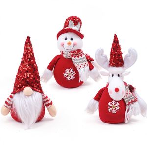 Décorations de Noël en tissu de luxe : Poupées, Gnomes rouges à paillettes, Vieillards, Bonhommes de neige et Élans pour la maison - Product Image 5