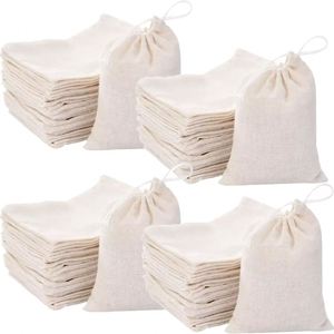 Pochette à cordon en coton naturel personnalisable de 4x6 pouces pour bijoux, lunettes, emballage cadeau écologique réutilisable en mousseline - Product Image 2