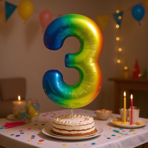 Party Love Number 3 Balloon Multicolor 1M Foil Metallic <b>Birthday</b> Party <b>Decorations</b> - Product Image 2