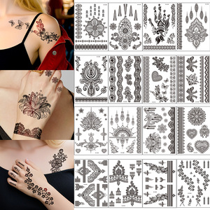 Top choix sur pour <span class=keywords><strong>Amazon</strong></span> Cross-Border New Black Lace Temporary Tattoo Stickers Waterproof Henné pour l'application du corps - Product Image 3
