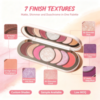 Palette de fards à paupières minéraux mats lumineux à 7 teintes avec logo personnalisé, pigment riche, longue tenue, imperméable, sans poudre volante