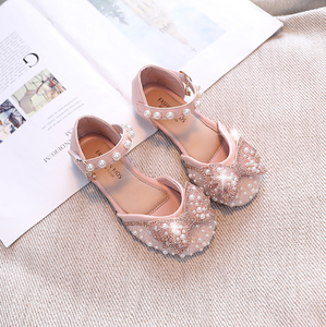 Sandales pour filles, chaussures de princesse pour enfants, chaussures souples pour étudiantes, chaussures à nœud perlé Baotou pour filles - Product Image 4