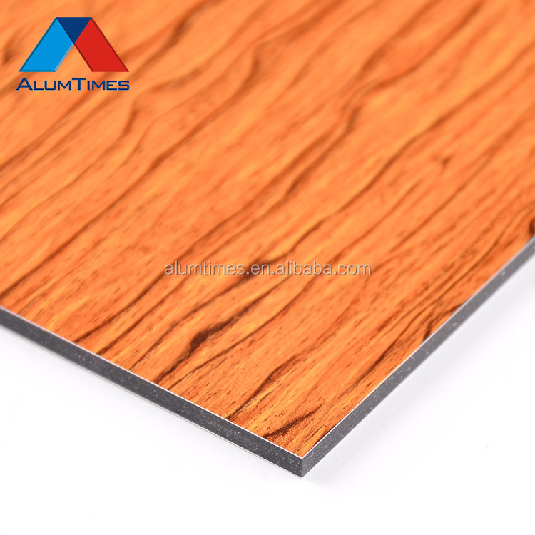 Haute Résistance En Aluminium de revêtement de mur extérieur en bois finition feuille acp