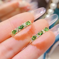 Factory Wholesale Romantic 925 Sterling Silver Natural Tsavorite Ring Smooth Band Jewelry for Anniversary Celebration Gift