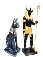 Escultura Egipcia de Fibra de Vidrio, Figura de Anubis, Relieve de Faraón, Adorno de Momia, Dios Sol, Gato, Hecho a Mano, Amuleto de Bendición