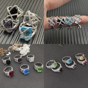 Anillo de Compromiso Clásico de Cobre de Alta Calidad, Estilo David Yurman, con Cristales y Baño de Rodio, para Parejas, Hombres y Mujeres, Venta al Por Mayor - Product Image 1