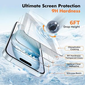 ฟิล์มกันรอยหน้าจอ HD ใสสำหรับ iPhone 15 17 PROMAX 16 14 13กระจกนิรภัยที่เป็นมิตรกับเคส9ชั่วโมงความแข็งป้องกันลายนิ้วมือพร้อมบรรจุภัณฑ์ - Product Image 2
