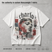 T-shirt imprimé personnalisé en coton épais, coupe décontractée, style streetwear, avec motif vieilli, vente en gros OEM ODM en vrac