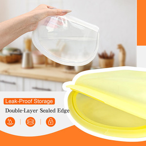 Kitchen Silicone Reusable Eco-Friendly <b>Vacuum</b> Compressed Food Storage Multipack Clear Freezer <b>Bags</b> Double Lock Seal <b>Bags</b> - Product Image 4