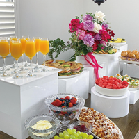 Étanche Noir Carré Acrylique Cylindre Alimentaire Risers Fête De Mariage Buffet Traiteur Dessert Plateau Affichage Cube Boîtes Ensemble Doigt