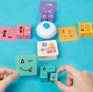 Cube d'expressions faciales en bois pour enfants, jeu de bureau amusant parent-enfant, jouet éducatif précoce pour développer l'intelligence - Product Image 3