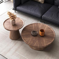 Table basse ronde en bois de style mid-century pour salon et maison