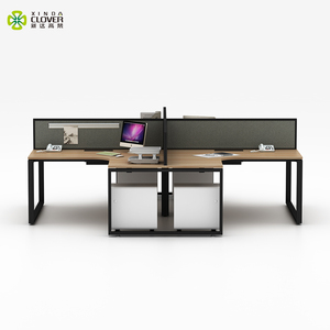 Bàn làm việc 4 người hiện đại với bàn làm việc nhân viên văn phòng khung kim loại - Product Image 3