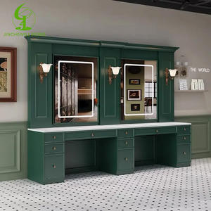 โต๊ะตัดผมจินเฉิง พร้อมกระจกตั้งพื้น โต๊ะแต่งหน้าสำหรับร้านทำผม พร้อมโคมไฟแต่งหน้า - Product Image 6