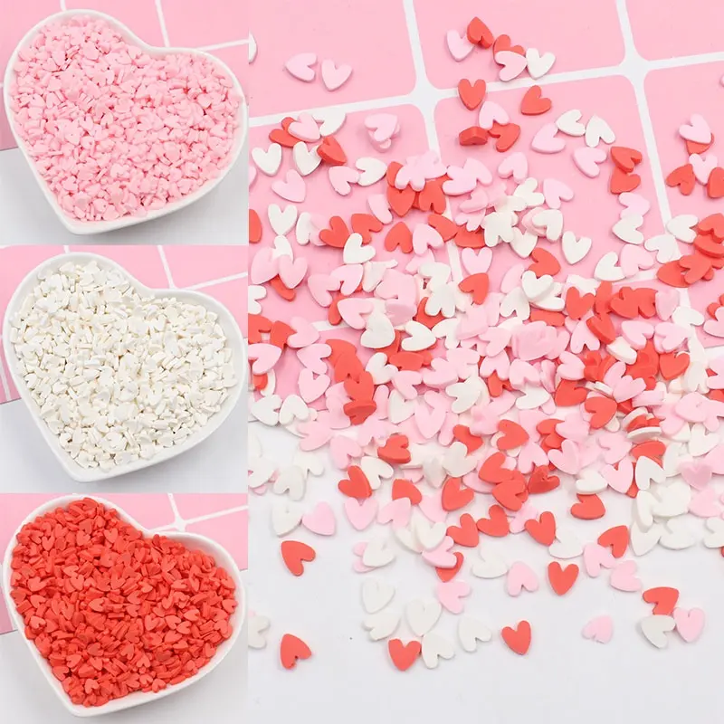 Good Quality Polymer Clay Heart Shaped Slices Nail Art Kit Hearts Sprinkles Soft Pottery for Jewelry Making Slime Filling