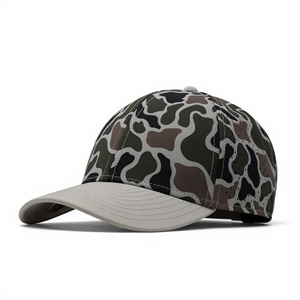 Custom 6 Panel Two Tone Baseball <b>Cap</b> Curved Brim Waterproof <b>Camo</b> PVC Rubber Patch Logo Outdoor Hat Manufacturer - Product Image 4