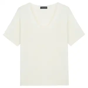 夏季新款v领针织舒适透气白色短袖羊毛t恤