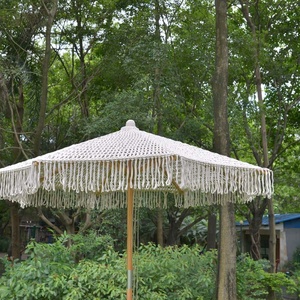 <span class=keywords><strong>Parasol</strong></span> portable de luxe en <span class=keywords><strong>toile</strong></span> personnalisé de 65 pieds et 7 pieds Parasols de plage en coton de qualité supérieure avec glands - Product Image 5