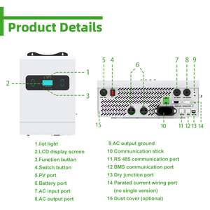 ตัวควบคุมพลังงานแสงอาทิตย์แบบไฮบริดออฟกริด EnergyCreative 5KW 10KW 15KW แบบรวม พร้อมการรับประกัน 2 ปี จ่ายไฟเฟสเดียว - Product Image 3