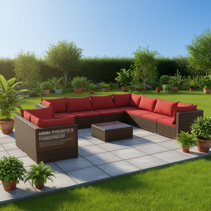 Set Lounge da Giardino in Rattan PE, Arredamento Modulare da Esterno Marrone, 10+ Posti, Design Contemporaneo - Product Image 2