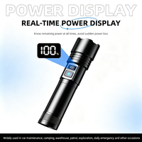 Lampe torche LED super lumineuse blanche 20W avec zoom, en alliage d'aluminium, rechargeable par USB, affichage numérique de la batterie, pour le camping en plein air et les situations d'urgence