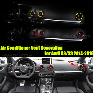 วงแหวนตกแต่งช่องลมแอร์รถยนต์, อุปกรณ์ตกแต่งรถยนต์สำหรับรถ Audi A3 S3 RS3 8V 2014 2015 2016อุปกรณ์แต่งรถ - Product Image 1
