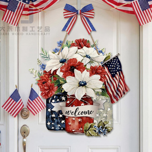 4th <strong>of</strong> July Wooden Welcome Sign Patriotic <strong>Memorial</strong> Day Wood Door Sign <strong>Plaques</strong> for Independence Day Home Wall Decorations - Product Image 2