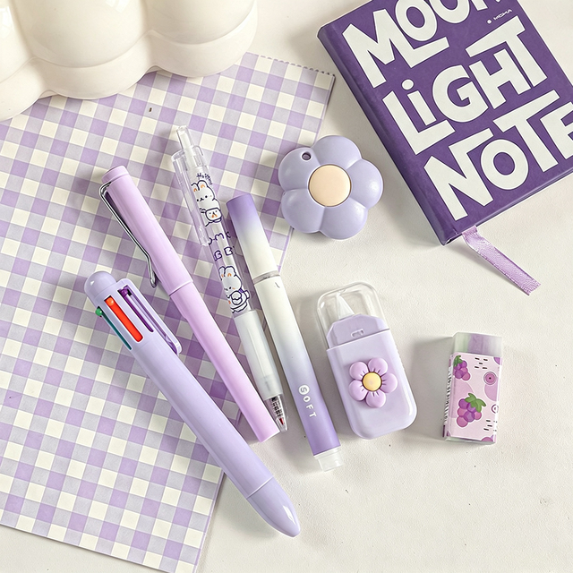 Latest Cute Cartoon Kids Stationery Set High Appearance Package 7-Piece Set for School Graduation Season Reward Gift