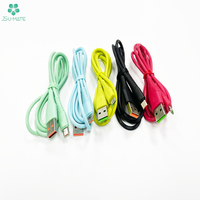 Kabel Data pengisi daya USB mikro 5Pin V8, 1M Android 2.0 warna-warni nilon kepang kabel USB mikro untuk ponsel