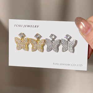 Pendientes de Moda para Mujer, Joyería de Fiesta, Chapados en Oro de 18K, con Esmalte y Circonitas Brillantes, Diseño de Mariposa - Product Image 4