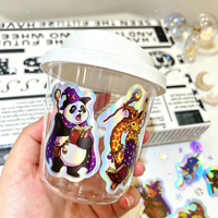 50 autocollants holographiques DIY à thème animaux de dessin animé, en PVC, imperméables, autocollants adhésifs pour ordinateur portable, bagages, décalcomanies en vinyle, cadeau