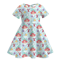 Nouvelle Collection : Robe d'été décontractée pour filles, col rond, en soie de lait, manches courtes, à volants, motif imprimé, respirante, style vintage