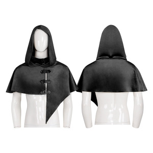 Cape médiévale à capuche en daim, style rétro pirate, avec détails de boucles, pour scène et fête - Product Image 2