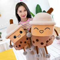 AUF LAGER Großhandel Lächeln Gesicht Peluche Puppe Kawaii Niedliche Gefüllte Perle Tasse Form Spielzeug Blase Cartoon Milch tee Boba Plüsch tier