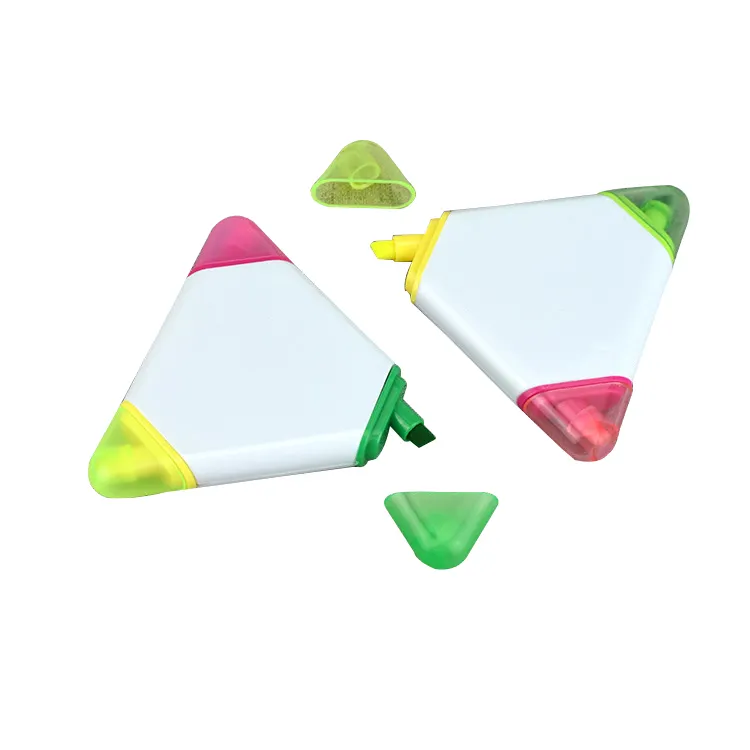 Promosyon hediyeler fosforlu kalem İşaretleyiciler üçlü üçgen çok renkli fosforlu kalem 3 in 1 vurgulayıcı